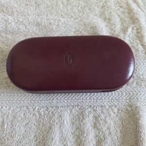 Cartier Authentic Burgundy Leather Eyeglasses Case – Hard Shell